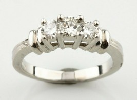 Platinum Three Stone Round Diamond Ring Size 3.75 TDW = 0.40 ct - $1,200.80
