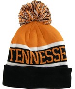 Tennessee Wide Stripe Winter Knit Pom Beanie Hat (Orange/Black) - £15.94 GBP