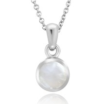 Elegant Minimalist Round White Pearl Dainty Medallion Sterling Silver Necklace - £13.97 GBP