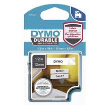 Dymo D1 Durable Tape Label 12mmx5.5m (Black on White) - £36.46 GBP