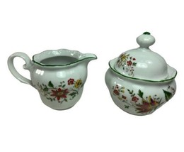 Vintage Bavaria West Germany SELTMANN WEIDEN Red Green Porcelain Sugar Creamer - £25.20 GBP