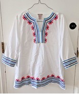 Chico&#39;s women&#39;s size 3 white embroider tunic blouse top shirt special oc... - £27.77 GBP