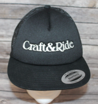 CRAFT &amp; RIDE BLACK SNAP BACK BASEBALL HAT MESH BACK WHITE EMBROIDERED CA... - $12.93