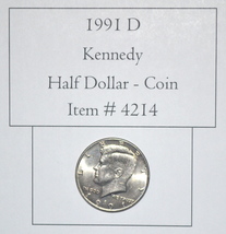 1991 D, Kennedy Half Dollar, # 4214, half dollar coin, vintage coins, rare coins - £8.70 GBP