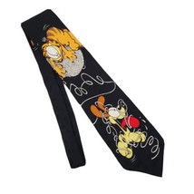 Vintage Garfield and Odie Ball of String Necktie 100% Silk Korea Paws Addiction - £11.00 GBP
