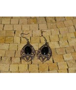 Black drop earrings - Black chandelier earrings - Earrings black stone- ... - $337.89 MXN