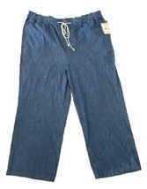 NYDJ New Wide Leg Ruffle Waist Drawstring Jeans Pull On Soft Chambray Blue 24W - £37.17 GBP