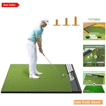 Integrated Golf Practice Mat 5x4ft 6x4ft 6x5ft Green Artificial Turf wit... - $235.57