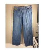 ENYCE Jeans Mens Baggy Y2K Skater Wide Pipe Leg Embroidered Street 40x32... - $745.43 MXN