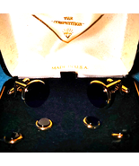 NIB~gold and black onyx vintage cufflink set - €27,60 EUR