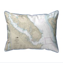 Betsy Drake Chesapeake Bay, MD Nautical Map Small Corded Indoor Outdoor Pillow - £38.93 GBP