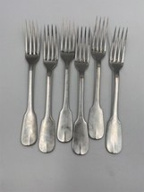 Set of 6 Novargent French Stainless Steel FIDDLE design Dinner Forks - £85.90 GBP
