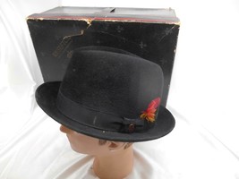 Old Vtg Resistol Black Beaver Xxx Fedora Men&#39;s Hat Size 7 1/8 Self Conforming w/ - £79.12 GBP