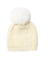 KYI KYI Faux Fur Pompom Classic Wool Beanie Hat, Ivory, One Size, NWT - $902.99 MXN
