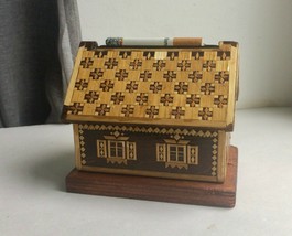 60s Vintage Wooden Cigarette box / case/ dispenser in shape of old Russian house - £45.03 GBP