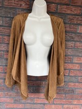 Vegan Suede Jacket Size 0 Chicos Long Sleeve Open Waterfall Sweater Card... - £12.15 GBP