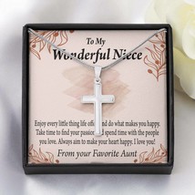 For Niece To My Niece Find Your Passion Message Cross Card Necklace w Stainless - £37.52 GBP+
