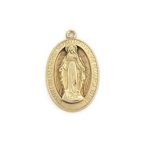 Mary Conceived Without Sin Catholic Oval Pendant Charm 14K Yellow Gold, ... - £196.14 GBP
