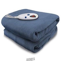 Biddeford Velour Sherpa Heated Electric Throw Blanket DENIM BLUE Digital Control - £37.82 GBP