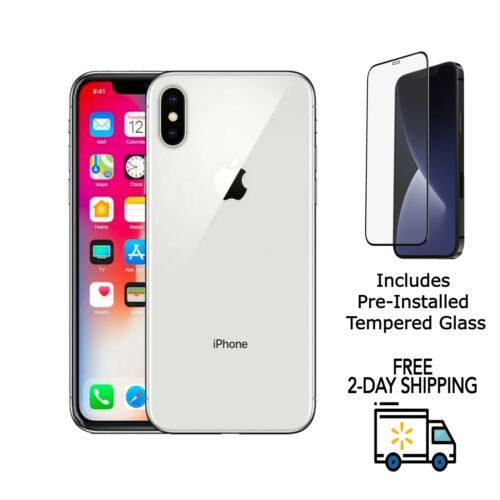 Apple iPhone X A1865 Fully Unlocked 64GB Silver (Good) Installed Tempered - $168.29