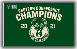 Milwaukee Bucks Eaestern Conference Champions 2021 Flag 90x150cm3x5ft Fan Banner - $13.95