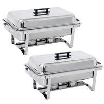 2 Pack 8Qt Chafing Dish Stainless Steel Chafer Complete Set With 2 Warmer - £81.45 GBP