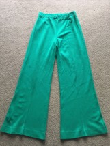  Vintage Pandora Green Pants Womens M WIDE LEG Flowy Knit Hippie Disco 1970s 60s - £31.57 GBP