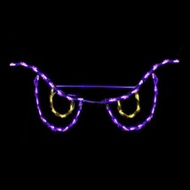 NEW Happy Halloween Spooky Eyes Yellow Outdoor LED Lighted Decoration Wireframe - £95.25 GBP