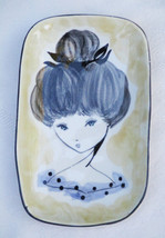 Italian Footed Soap Dish Painted Lady Woman Modernist Made in Italy Vintage - $23.74