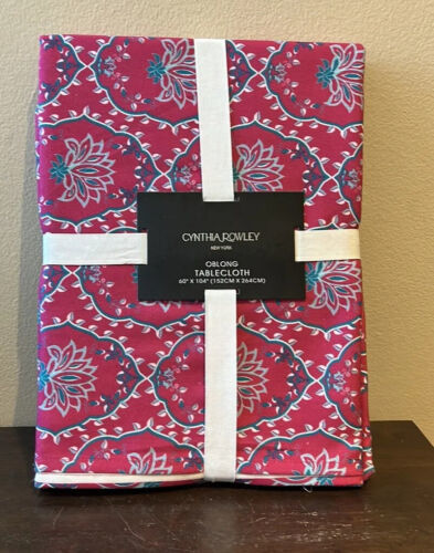 Cynthia Rowley Tablecloth 60”x104” spring Summer Pink Blue New - $39.97