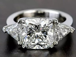 5.25 Ct Certified Cushion Cut White Diamond Solitaire 925 Silver Engagement Ring - $178.20