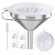 5-Inch Premium Stainless Steel Funnel With 200 Mesh Food Filter Strainer NEW - £12.06 GBP