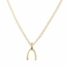 Wish Necklace Wishbone Carded Pendant Gold Dipped Clavicle Dainty Meaning - £5.50 GBP