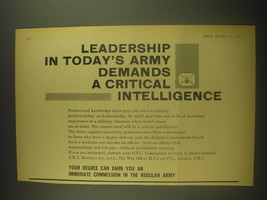 1962 British Armed Forces Ad - leadership in today&#39;s Army demands intelligence - £14.78 GBP