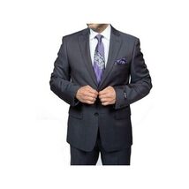 Mens DKNY 100% Wool Two Button Notch Lapel Slim fit Shark Texture 1364 Dark Gray image 3