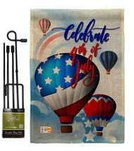 July 4th Hot Air Balloon Burlap - Impressions Decorative Metal Garden Pole Flag  - £27.32 GBP