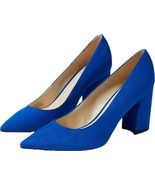 Nine West Women&#39;s Cara Rich Azzurro Comfort Block Heel Dress Pumps Blue ... - $37.99