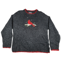 Woolrich Womens Wool Sweater Cardinal Small Red Bird Onyx Heathered Crew Neck L - £20.88 GBP
