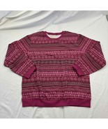Blair Womens Snowflakes  Sweatshirt Pink Berry Fair Isle Print  XL New - £19.46 GBP