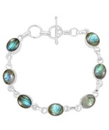 925 Sterling Silver Labradorite Gemstone Boho Designer Handmade Bracelet - $22.87
