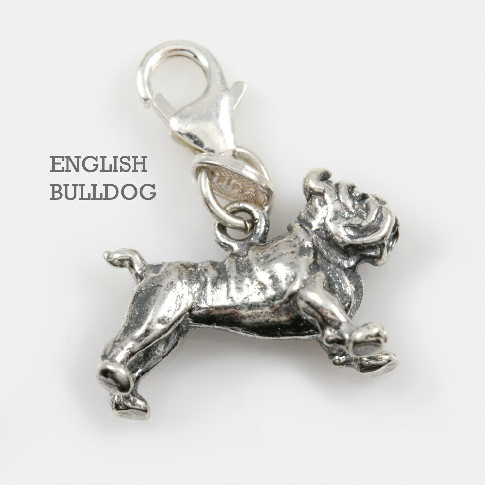 English Bulldog Charm 3D Solid Sterling Silver Perfect for a Bracelet Do... - $47.52