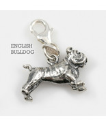 English Bulldog Charm 3D Solid Sterling Silver Perfect for a Bracelet Do... - $64.98 CAD