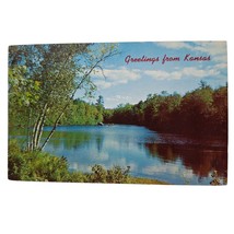 Postcard Greetings From Kansas River Scene Chrome Posted - $6.98