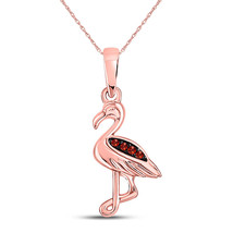 10k Rose Gold Womens Red Color Enhanced Diamond Flamingo Bird Animal Pendant - £68.11 GBP