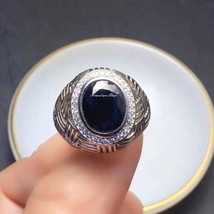 5Ct Good oval Cut Natural Blue Sapphire Gemstone 925 Sterling Silver Men&#39;s Ring - £104.04 GBP