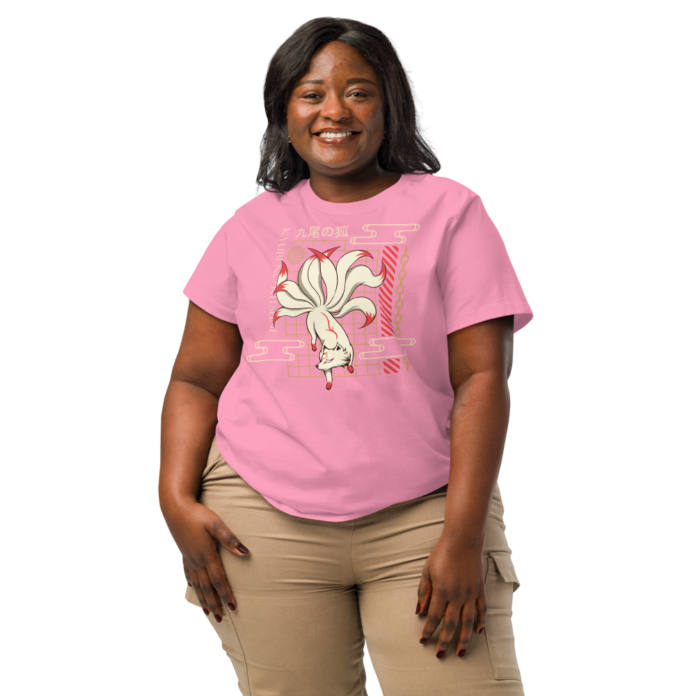 Women’s Organic Ribbed Neck T-Shirt – Kyubi Bubble Pink - $54.99