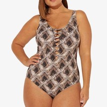 NWT Bleu Rod Beattie Python-Print Strappy One-Piece Swimsuit, Snake Size... - £73.36 GBP