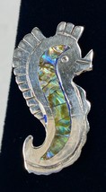 Vintage Sterling Silver 925 Abalone Shell Seahorse Brooch Pin Signed Can&#39;t Read - £33.65 GBP