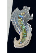 Vintage Sterling Silver 925 Abalone Shell Seahorse Brooch Pin Signed Can... - £32.90 GBP