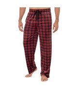 George Men&#39;s Relaxed Fit Fleece Sleep Pants 2XL 44-46 Red Black Plaid New - £12.25 GBP